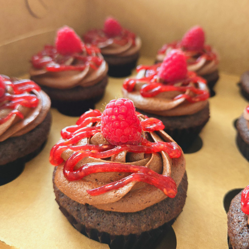 Dark Chocolate Raspberry Ganache Cupcake