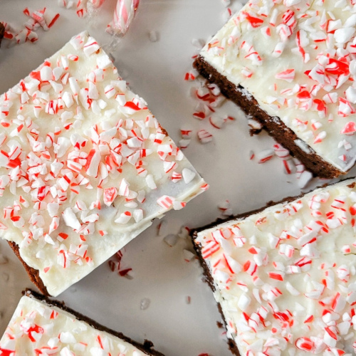 White Chocolate Peppermint Brownies - pan